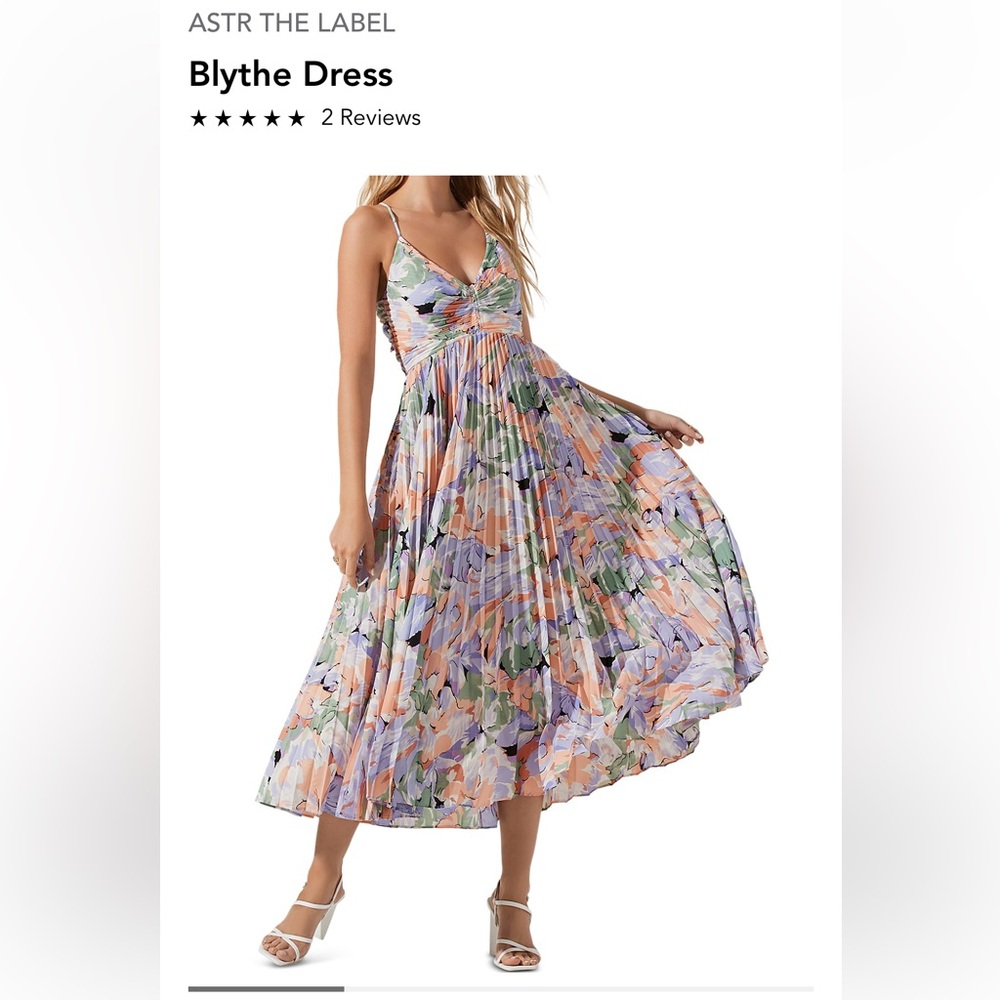 ASTR Blythe Floral Plisse Midi Dress - NWT size L coral multi color